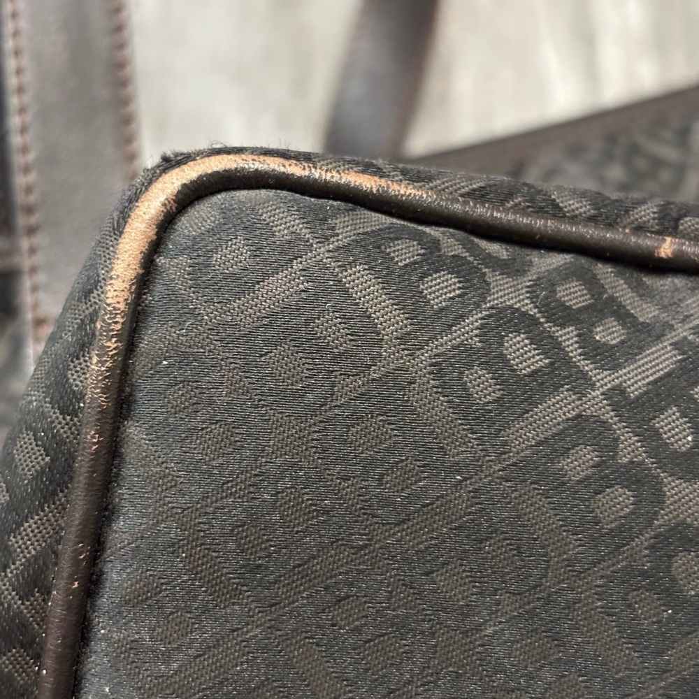 BALLY Vintage Monogram Canvas Tote Bag Quiet Luxury Minimalist Gold Clasp - Picture 11 of 17